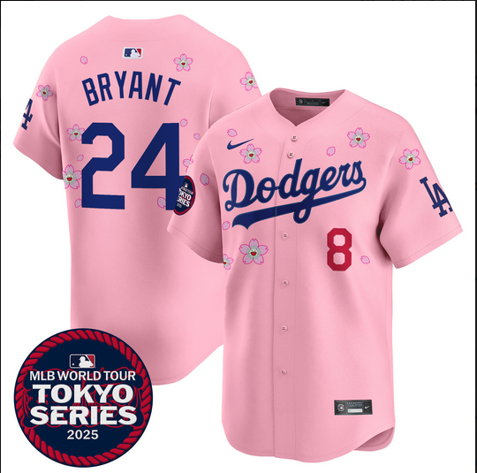 Men Los Angeles Dodgers #24 Bryant Tokyo Series 2025 pink Limited Stitched Jersey->los angeles dodgers->MLB Jersey